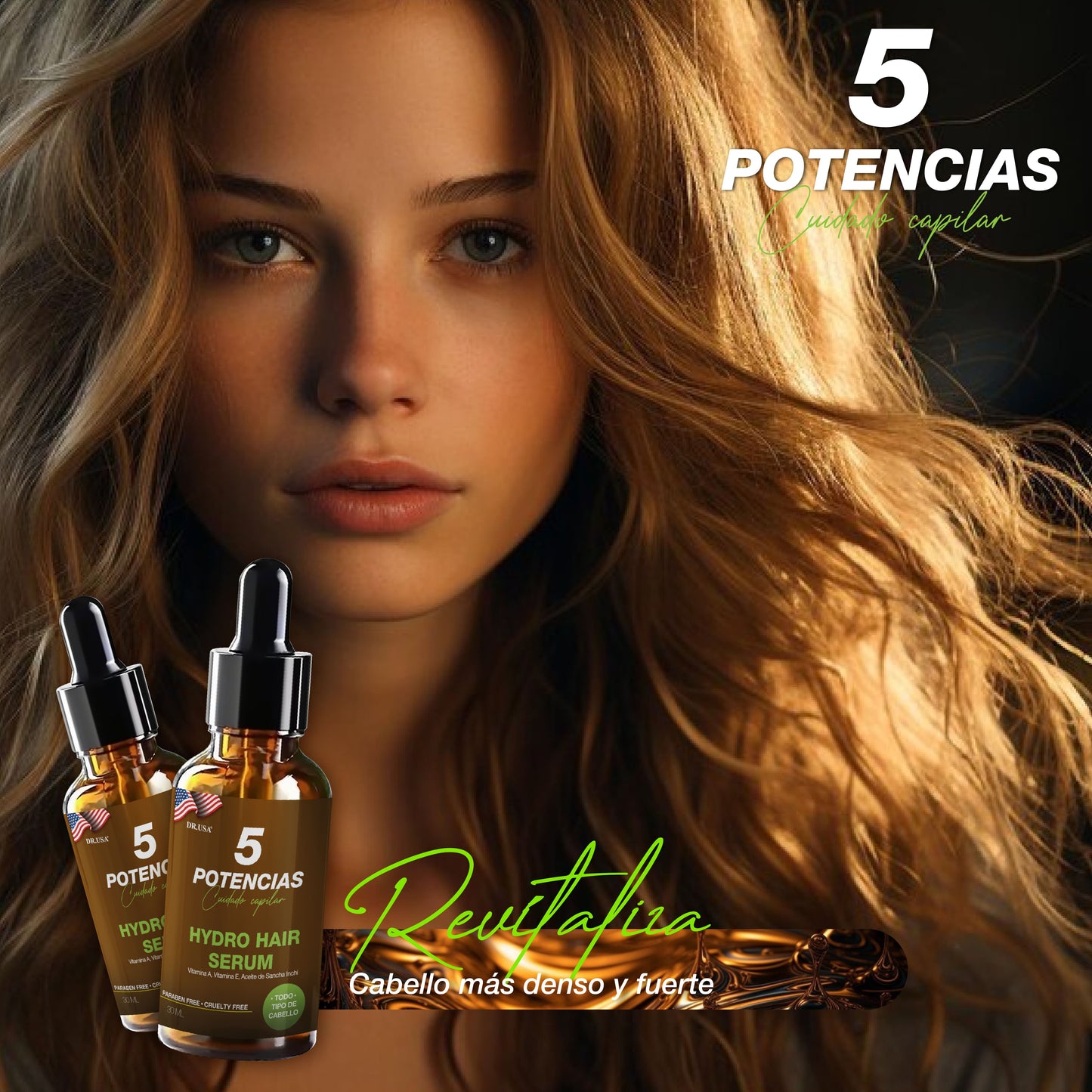 Serum 5 Potencias: Recupera tu CABELLO en POCO TIEMPO! + ENVÍO GRATIS 🚚