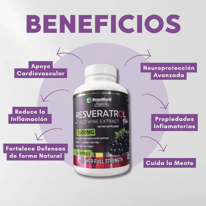 Resveratrol® ORIGINAL: (DOSIS PARA 1 MES) Recupera tu energía y enfrenta el día con fuerza + ENVÍO GRATIS 🚚